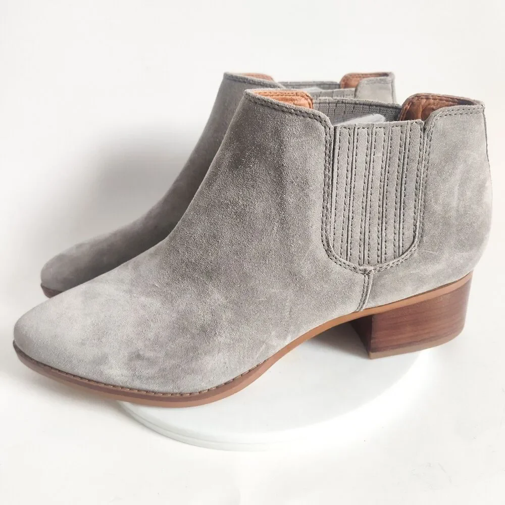 Franco Sarto Size 10 Wide Chelsea Booties Suede Leather Gray Ankle Boots Seville